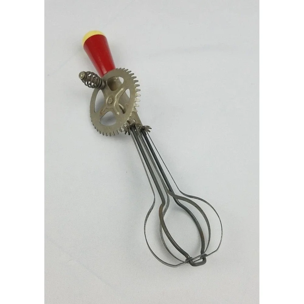 Vintage mid century Ekco egg beater manual rotating rustic primitive